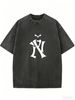 Women's Vintage Street Style Tee, Washed Finish Casual Everyday Shirt_ecoleips.com