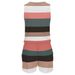 K New Women's V-neck Zipper Striped Sleeveless One-piece Drawstring Shorts_ecoleips.com