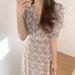 Floral 2026 Summer New French Style, Waist-cinching, Elegant And Gentle, High-end Chiffon Floral Midi Dress_ecoleips.com