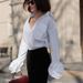 Women's French Style Patchwork Floral Blouse Long Sleeve Cotton Lapel Versatile Cardigan Top White Elegant Fashion for All Seasons_ecoleips.com