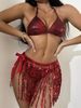 Women's Clothing Bikini Split Swimsuit Tassel Sequins Swimsuit Three-piece Swimsuit Bikini Spot_ecoleips.com
