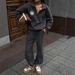 Oversized Drop-Shoulder Sweatshirt & Drawstring Jogger Set – Embroidered Badge Detail (95% Cotton Fleece, Unisex Fit, Streetwear Minimalist)_ecoleips.com