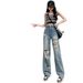 Ripped Wide-leg Jeans Women, Loose Fit, New Thin Style For Summer 2025, High-waisted, Drapey, Petite, Floor-length_ecoleips.com