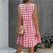 Women's Clothing Summer Casual Pocket Plaid Sleeveless Splicing Large Swing Loose Vest Dress Fashion Dress_ecoleips.com