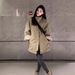 girl European Style Stand Collar Fleece Lined Cotton Jacket For Women 2024 Winter New Workwear Thickened Warm Lamb Wool_ecoleips.com