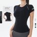 Women's Clothing Summer Sports Top Tight Quick-drying Short-sleeved Slim-fit Running Thin Yoga Clothes Fashion Fitness T-shirt_ecoleips.com