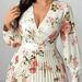 Elegant Plus Size Floral Print V-Neck Ruffle Dress – Romantic Long Sleeve A-Line Maxi Dress For Women_ecoleips.com