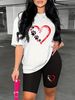 Summer Women's Casual And Fashionable Heart-shaped Printed Loose T-shirt Shorts Two-piece Set Sportswear Suitable For Daily Wear-132_ecoleips.com