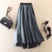 High Waist Mesh Skirt For Women Spring Autumn Japanese Korean Style Splicing A-Line Swing Medium Length Slimming Effect_ecoleips.com