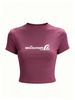 Women's Slim Crop Top, Simple Plain Design Versatile Daily Summer Outfit_ecoleips.com