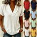 Women's Clothing Summer Women's Knitted Short-Sleeved T-Shirt Butterfly Collar Solid Color Casual Top Style_ecoleips.com