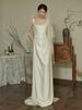 French Style Satin Light Strapless Wedding Dress Empress Dowager High End White Forest Going out Reception Dress for Women_ecoleips.com