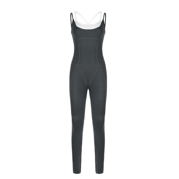 Women’s Clothing Solid Color Tight Letter Chapter Round Neck Long Sleeved Short Top High Waist Skinny Pants Sports Yoga Two Piece Suit_ecoleips.com