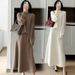 Maternity Wear New Autumn Winter Tea Style Outfit High-end Dress Two-piece Set_ecoleips.com