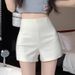 Women's High-Waisted Slimming A-Line Suit Shorts White Summer Thin Style Anti-Exposure Hot Pants_ecoleips.com