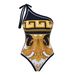 Women's Clothing New Fashion Sexy Swimsuit Female One Piece Triangle Oblique Shoulder Polyester Printed Lace Up Swimsuit_ecoleips.com