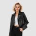 Black PU Leather Jacket – Women’s A-Line Blazer-Style Motorcycle Coat (S-XL, Office-to-Night Out Staple For European & US Urbanites)_ecoleips.com