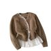 "Elegant Winter Sweater For Women – Lace Trim, Waist-Cinching Design, Soft Fur Knit (One Size Fits Most)"_ecoleips.com