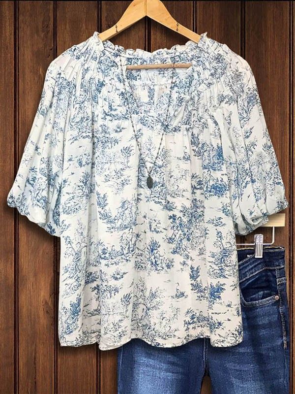 New Women's Summer Floral Loose Casual Short Sleeve Fashion Fresh Breathable Shirt_ecoleips.com