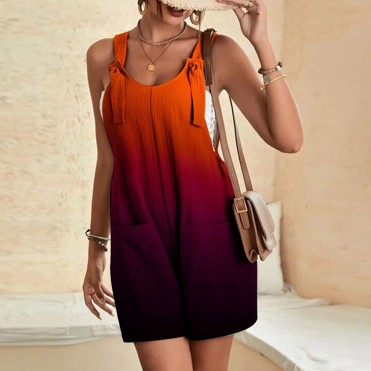 2023 European And American 's Clothing Printed Summer Casual Fashion Suspender Shorts Jumpsuit Overalls For_ecoleips.com