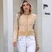 Elegant Checkered Knit Cardigan With Pearl Buttons - Women's Casual Chic Open Front Sweater_ecoleips.com