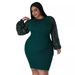 QJ5297 Women's Fashion New Sexy Solid Color Sequin Puff Sleeve Plus Size Dress For Chubby Women_ecoleips.com