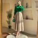 Women's Clothing Spring New Fashion Long Sleeved Waist Shirt Big Swing Skirt Casual Suit_ecoleips.com