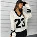 Women's Clothing Autumn And Winter Pullover Sweater Two Piece Loose V Neck Long Sleeved Knitted Sweater Women's Tops_ecoleips.com