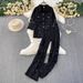 Women's Lace-Trimmed Denim Shirt & High-Waisted Wide-Leg Pants Set – Edgy Streetwear Two-Piece (Black, White, Blue, Rose Pink)_ecoleips.com