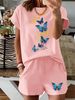 Women’s 2 Piece Outfit Set – Oversized Graphic T-Shirt And Biker Shorts Matching Set, Casual Summer Lounge Tracksuit For Daily Wear-306_ecoleips.com