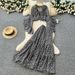 Women's French Style Pink Ruffled Bell Sleeve V Neck Shirt And High Waisted Tiered Skirt Two Piece Set For Resort Slimming Spring_ecoleips.com