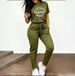 Women's Casual Suit Spring/Summer Solid Color Letter Print Crew Neck T-Shirt And Drawstring Elastic Waist Trousers Set_ecoleips.com