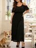 Women's Solid Color Off-Shoulder Long Spaghetti Strap Dress Elegant Summer Fashion_ecoleips.com