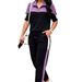 Women's Short Sleeve Two-Piece Set, Trendy Zip-Up Top And Wide-Leg Pants, Casual Spring Summer Outfits_ecoleips.com