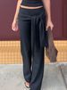 Women's Elegant Wide Leg Suit Bottoms Summer Side Strap Flowing Clothing For Women_ecoleips.com