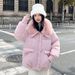 Women's Winter Padded Coat Fashionable Loose Fit Polyester Jacket With Faux Fur Collar Warm Outerwear For Cold Weather Black Beige Khaki Coffee Pink"_ecoleips.com