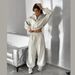 Voya Women's Retro Track Suit Set – Beige & Brown Color Block Zip-Up Jacket + Loose Joggers, Streetwear Style, Casual Oversized Fit, EU Fashion_ecoleips.com