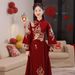 Elegant Chinese Style Wedding Banquet Dress Red Qipao Cheongsam Bride Reception Gown Long Sleeve Autumn Winter_ecoleips.com