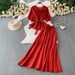 Korean Style Floral Embroidery Tie-Waist Blouse With High-Waist Long Skirt Set, Elegant Puff Sleeve Two-Piece Outfit For Women_ecoleips.com