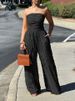 K Women's Jumpsuit High Waist Sexy Strapless Sleeveless Wide Leg Casual Vacation Party_ecoleips.com