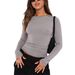 Women's Clothing Slim Fit Long Sleeve T-Shirt 3-Pack – Soft Polyester Round Neck Casual Top For Everyday Wear_ecoleips.com