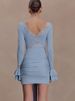 JULISSA MO Patchwork Lace Deep V-neck Ribbon Women Mini Dress Flare Sleeve Hollow Out Dress Spring Slim Elegant Party Club Dress_ecoleips.com