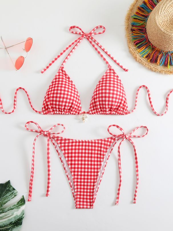 Verve 2024 Fashion Sexy Two Piece Vacation Women's Printed Tie Bikini Set_ecoleips.com