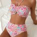 High End Printed Tie Up Strapless Floral Bikini Swimsuit Two Piece Women's Sexy Swimwear_ecoleips.com