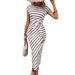 European And American Cross-border Foreign Trade Women's Clothing Independent Site Waist-tied Short-sleeve_ecoleips.com