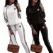 Women's Clothing Lapel Striped Zipper Drop Shoulder Sweater Pants Set Two Piece Set-33_ecoleips.com