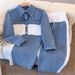 2027 Fashion Women Lapel Single-Breasted Long Sleeve Jacket + Lace-Up Straight Pants Denim Splicing Two-Piece Casual Suits M-3XL_ecoleips.com