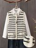 Classic Striped Knit Vest, Women's Sleeveless Button-Up Sweater For Layering_ecoleips.com