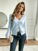 Gentle And Soft Knitted Cardigan, V-neck Button-down Faux Mink Fleece Sweater, Elegant And Versatile Short Outerwear._ecoleips.com