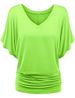 Large Women's Loose Bat V-Neck Short Sleeve T-shirt Top A1375_ecoleips.com